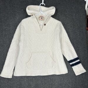 Birdwell Beach Britches Cable Knit Hooded Fisherman Sweater Womens L Cream